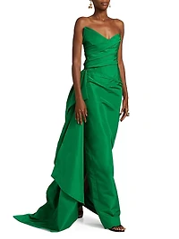 Asymmetric Draped Column Gown