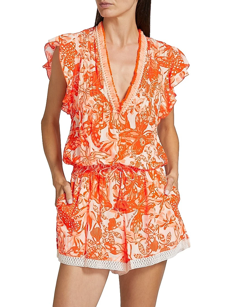 Sasha Floral Knit Drawstring Romper