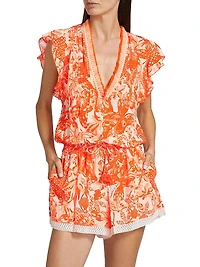 Sasha Floral Knit Drawstring Romper
