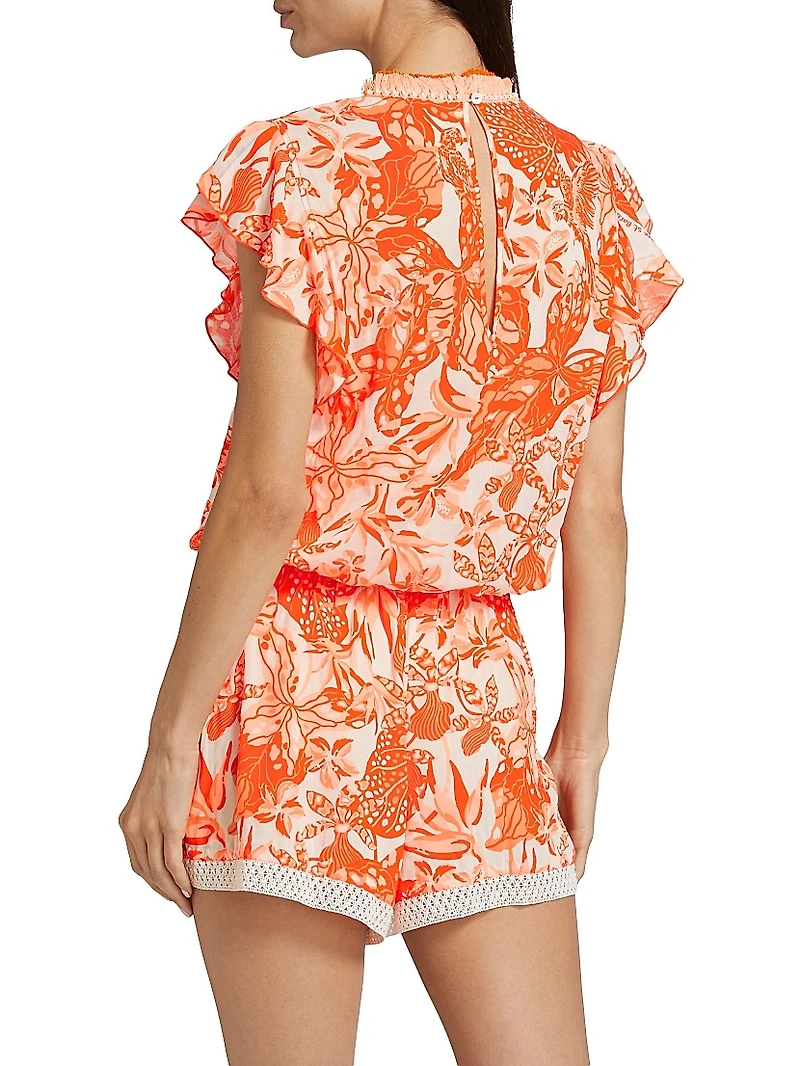 Sasha Floral Knit Drawstring Romper