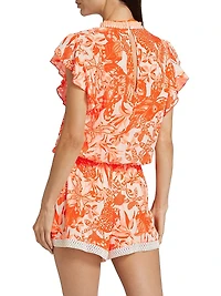 Sasha Floral Knit Drawstring Romper