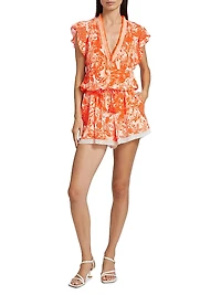 Sasha Floral Knit Drawstring Romper