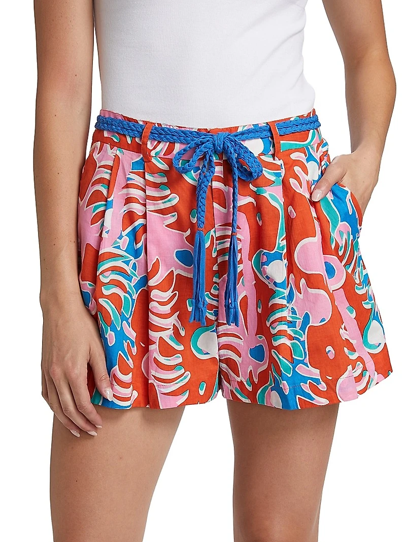 Chantal Belted Cotton Shorts