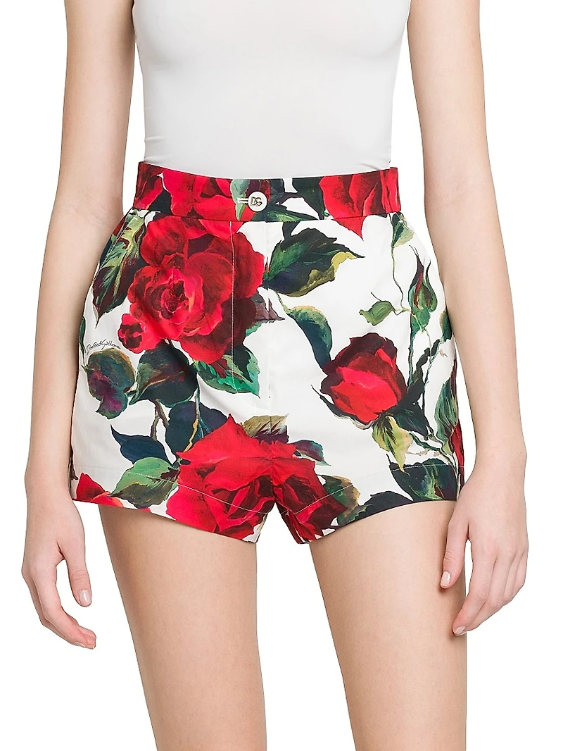 Roses Cotton Fitted Shorts