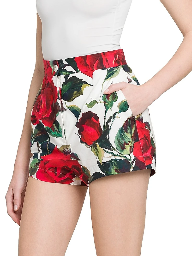 Roses Cotton Fitted Shorts