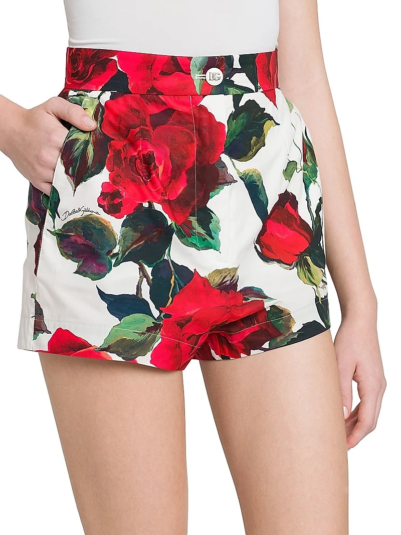 Roses Cotton Fitted Shorts