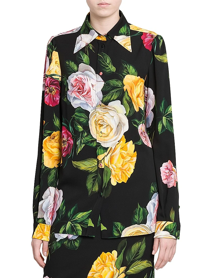 Stretch-Silk Button-Front Shirt