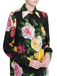 Stretch-Silk Button-Front Shirt