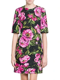 Peonies Stretch-Cotton Minidress