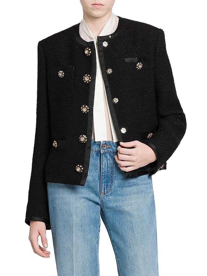 Silk & Wool Bouclé Tweed Jacket