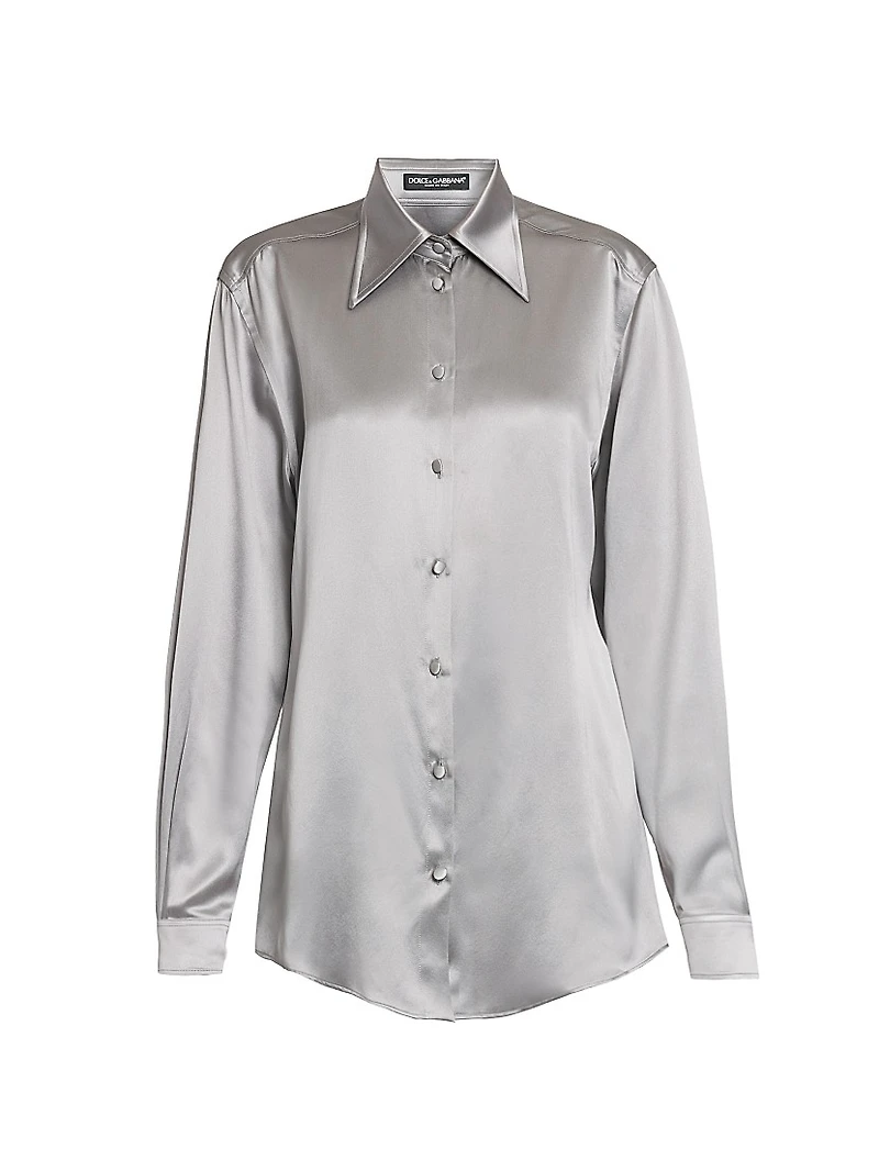 Silk Button-Front Shirt