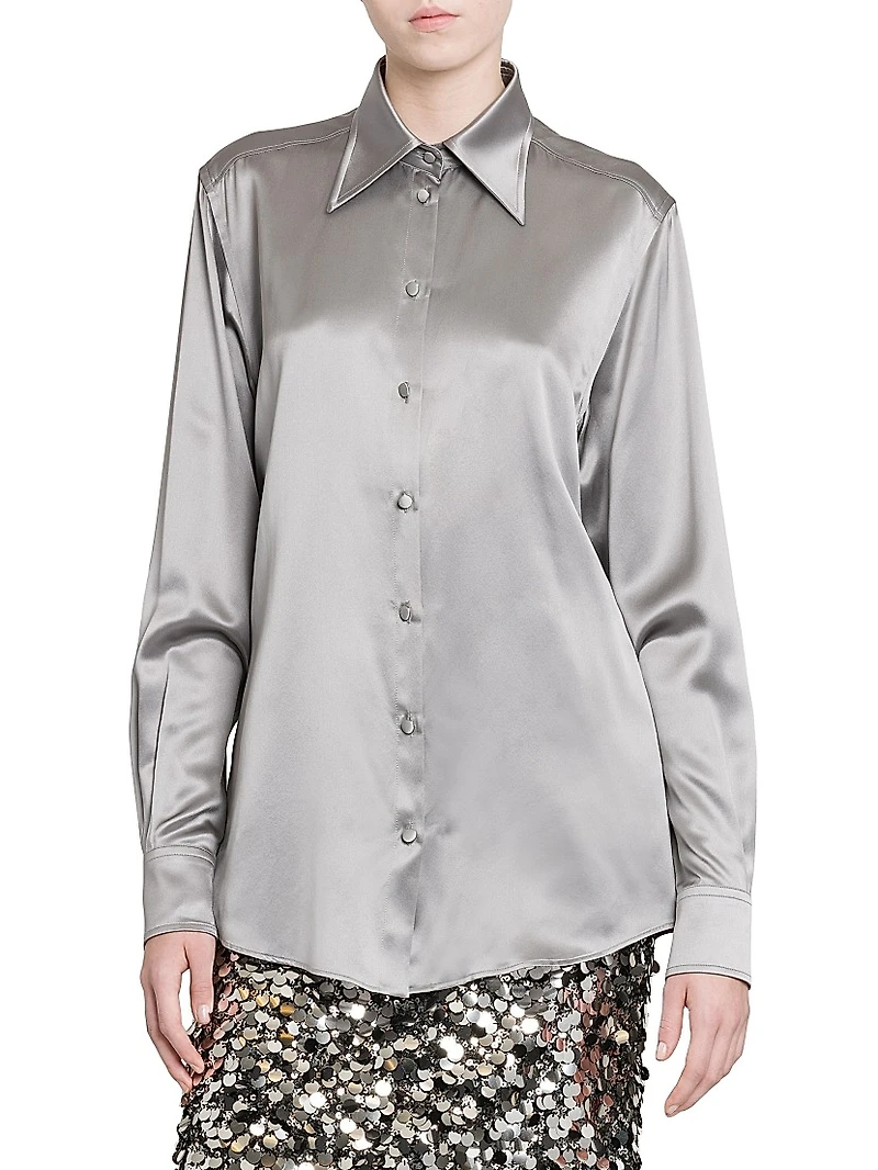 Silk Button-Front Shirt