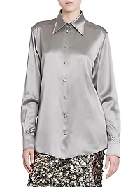 Silk Button-Front Shirt