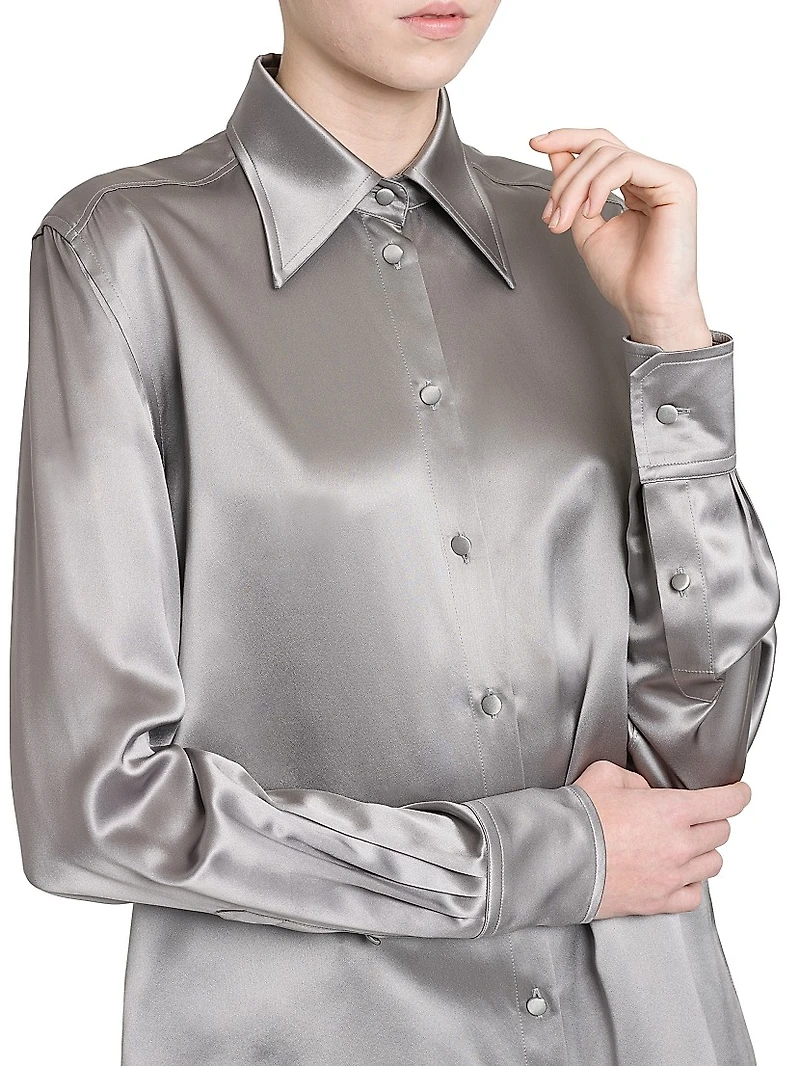 Silk Button-Front Shirt