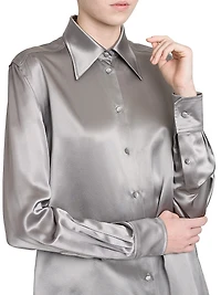 Silk Button-Front Shirt