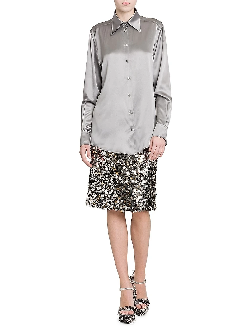 Silk Button-Front Shirt