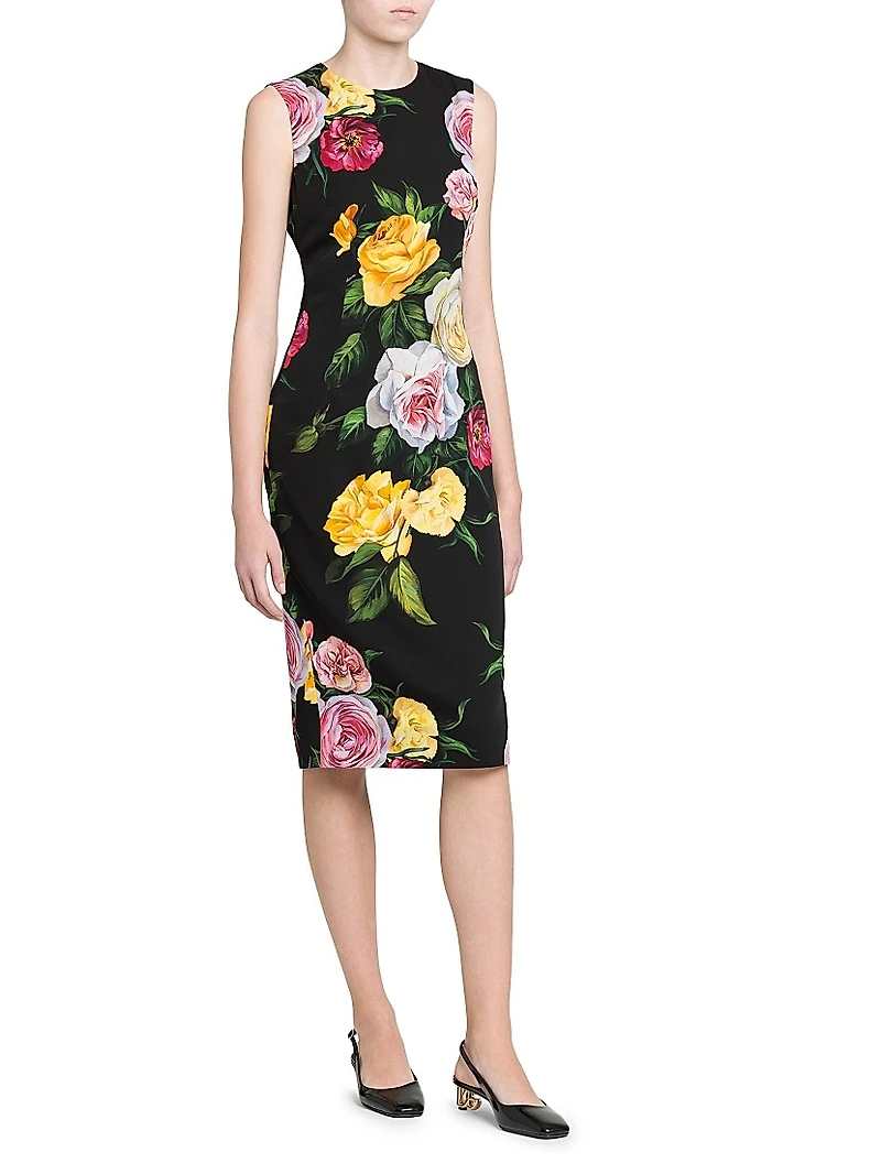 Floral Stretch-Silk Shift Dress
