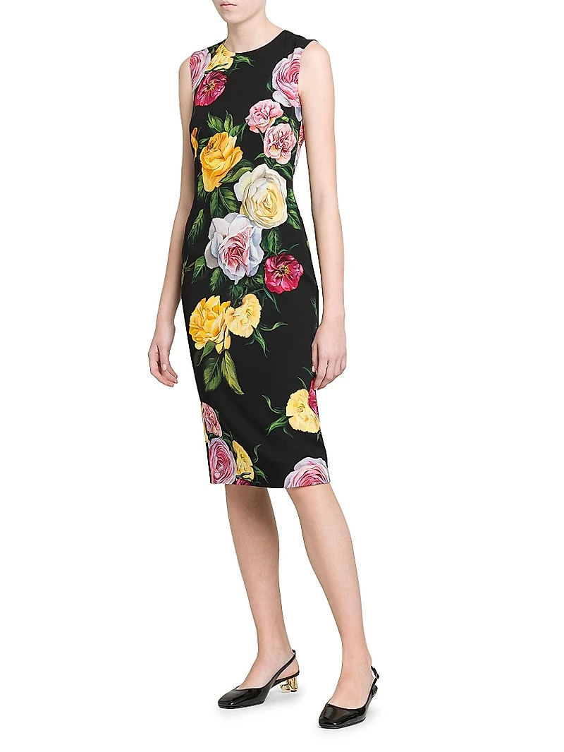 Floral Stretch-Silk Shift Dress