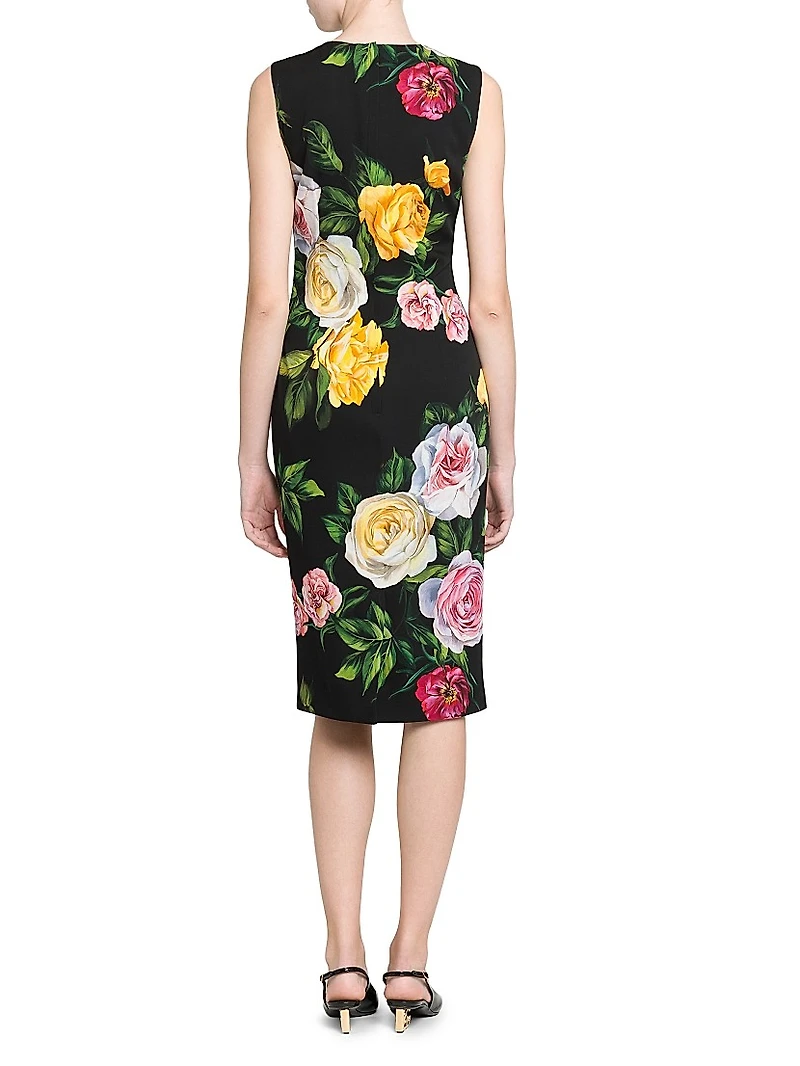 Floral Stretch-Silk Shift Dress