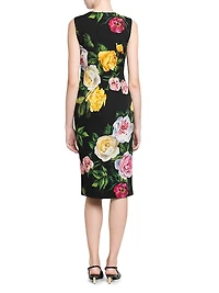 Floral Stretch-Silk Shift Dress