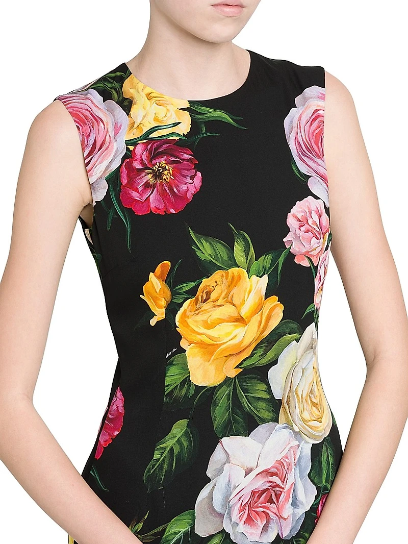 Floral Stretch-Silk Shift Dress