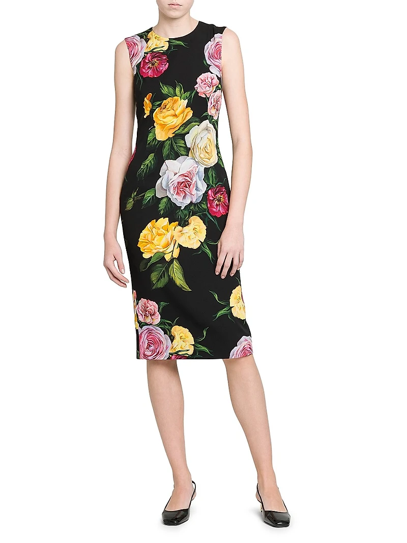 Floral Stretch-Silk Shift Dress