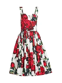 Roses Cotton Fit & Flare Dress