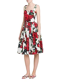 Roses Cotton Fit & Flare Dress