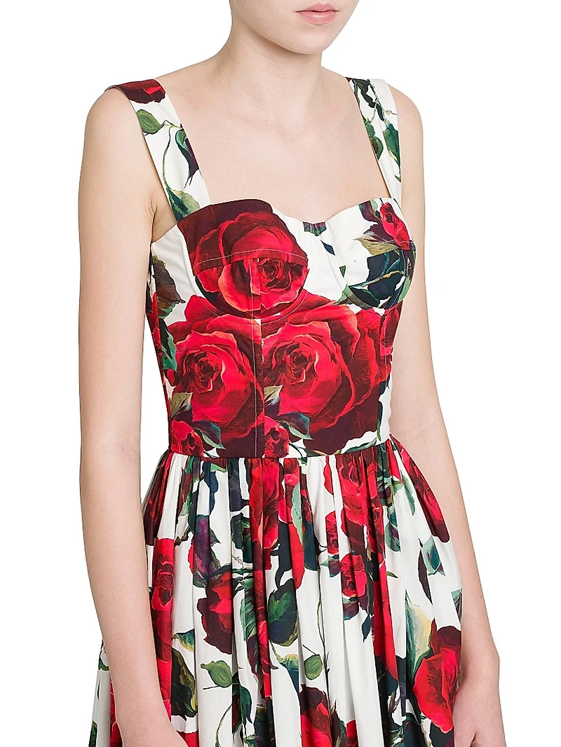 Roses Cotton Fit & Flare Dress