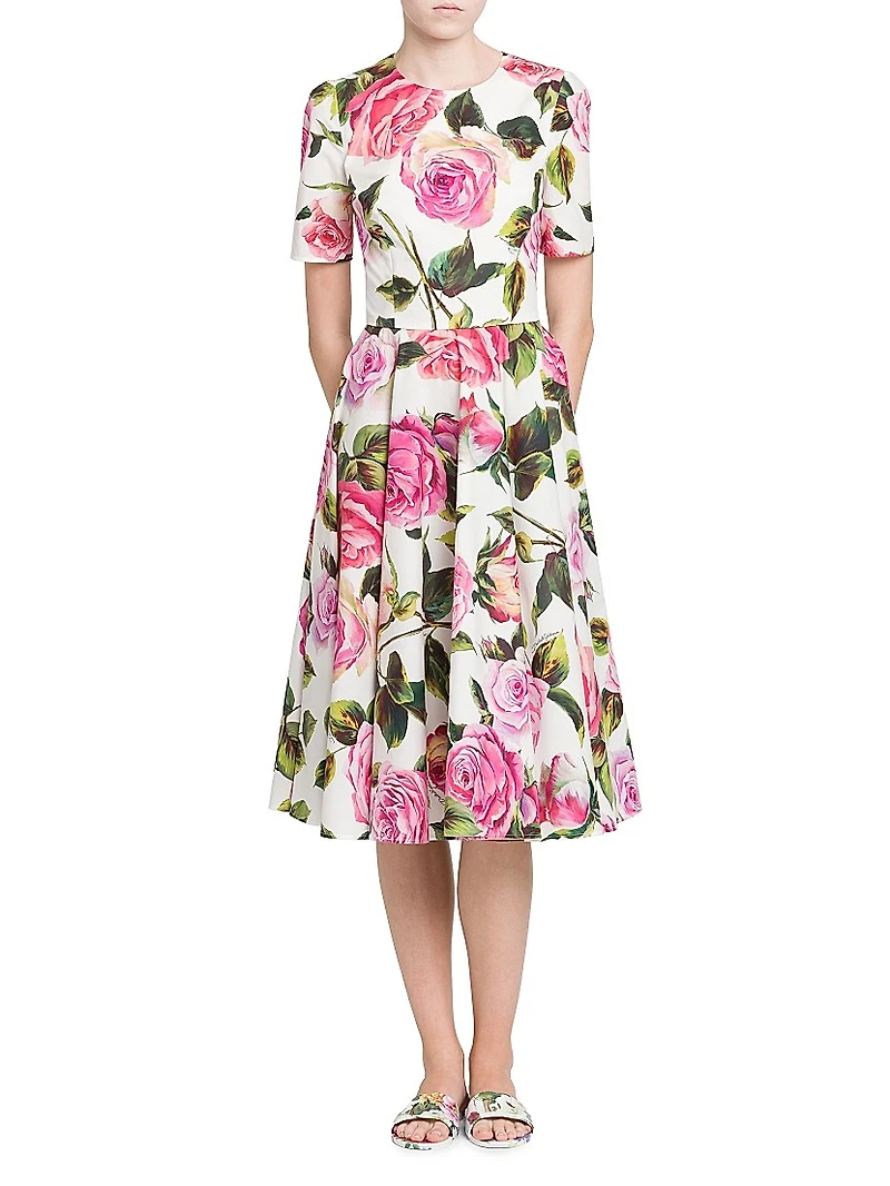 Pink Roses Cotton Dress