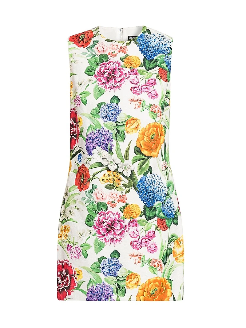Floral-Jacquard Stretch-Cotton Minidress