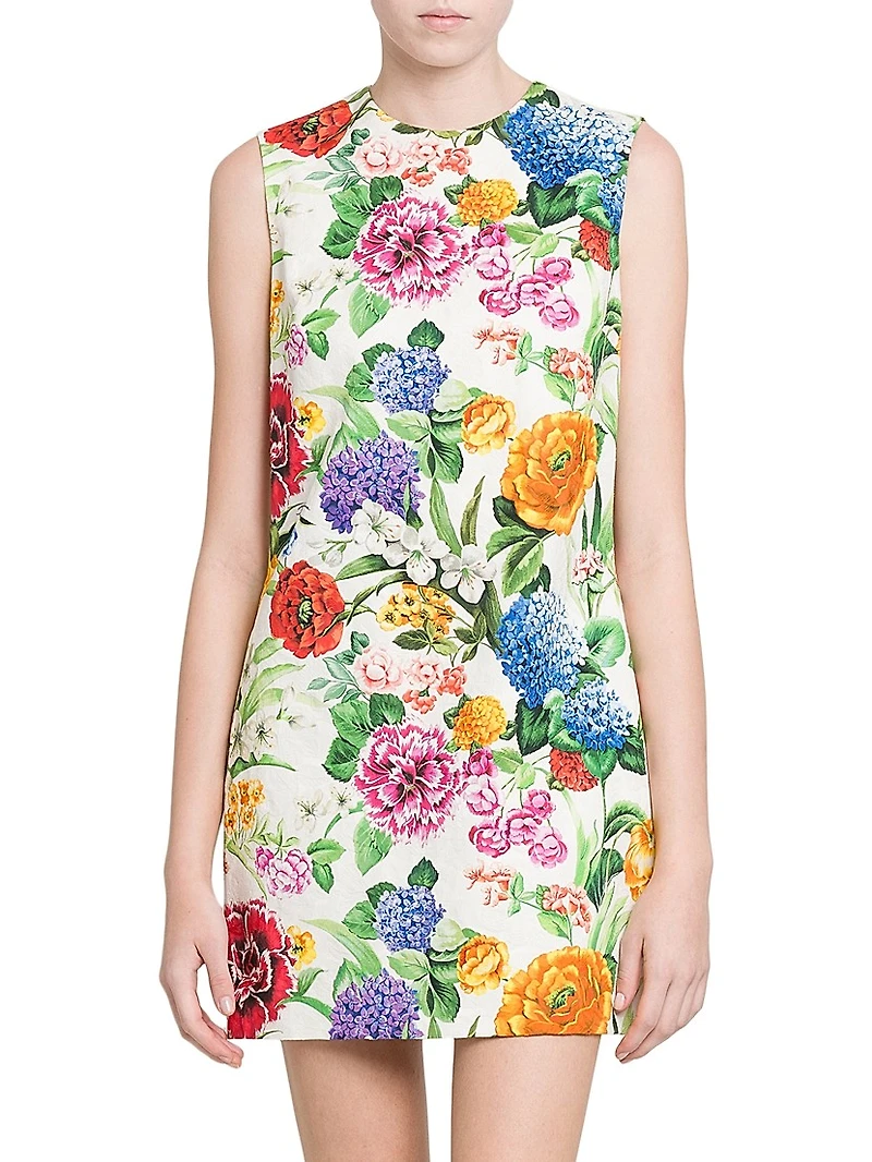 Floral-Jacquard Stretch-Cotton Minidress