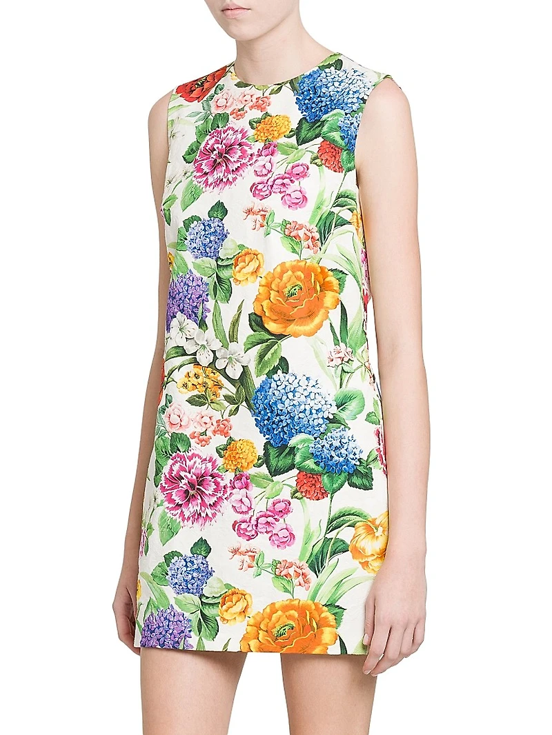Floral-Jacquard Stretch-Cotton Minidress