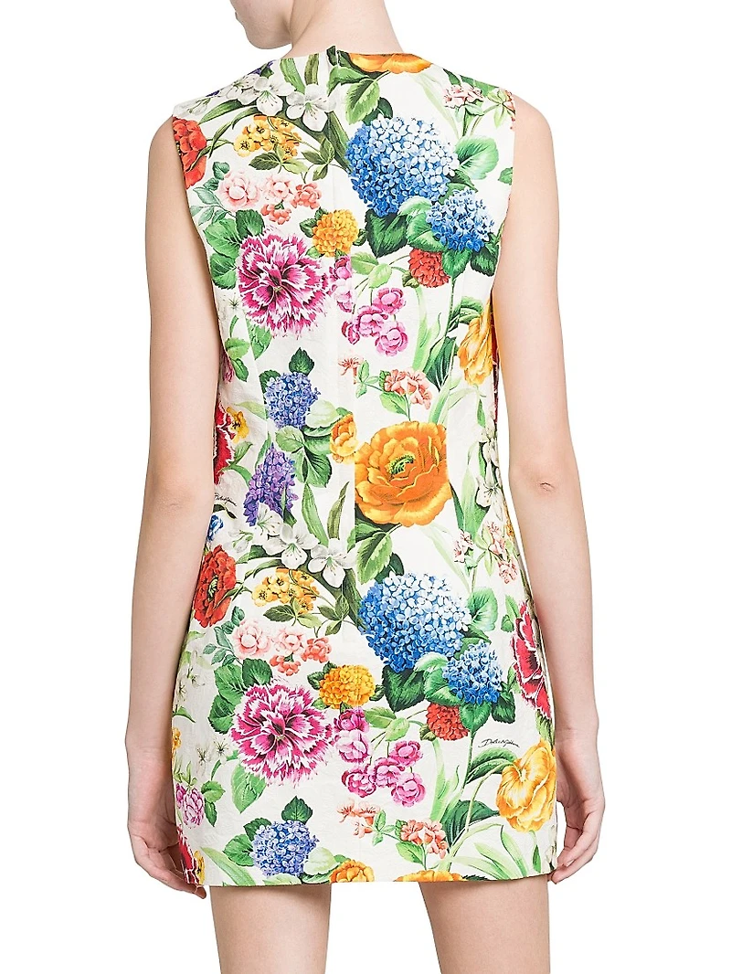 Floral-Jacquard Stretch-Cotton Minidress