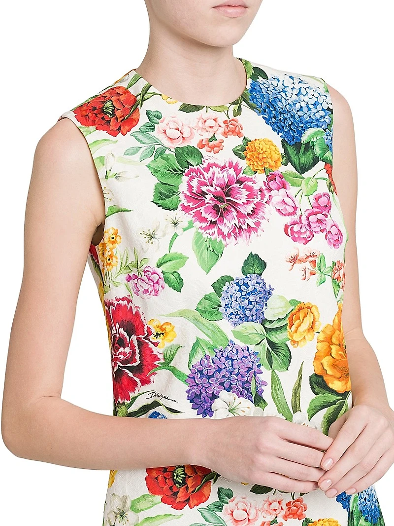 Floral-Jacquard Stretch-Cotton Minidress