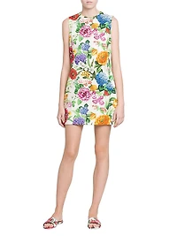 Floral-Jacquard Stretch-Cotton Minidress