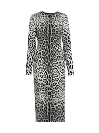 Leopard Stretch-Silk Midi-Dress