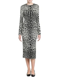 Leopard Stretch-Silk Midi-Dress