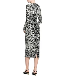 Leopard Stretch-Silk Midi-Dress
