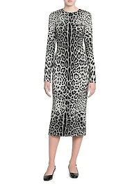 Leopard Stretch-Silk Midi-Dress