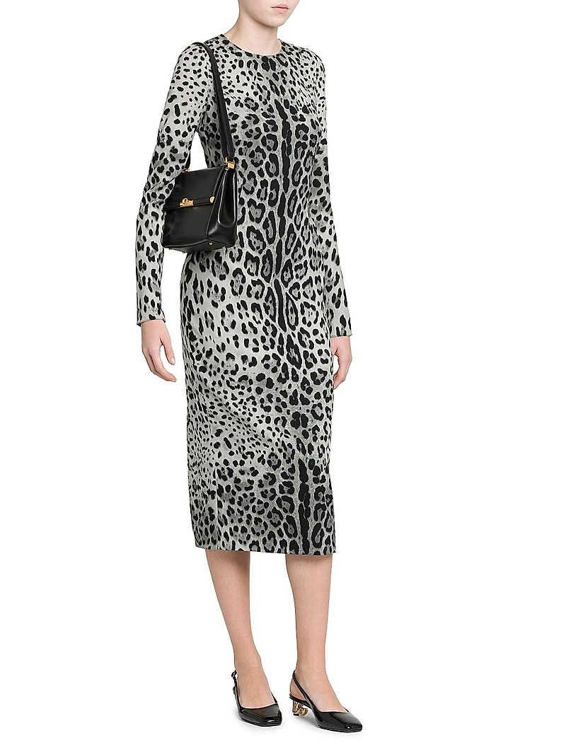 Leopard Stretch-Silk Midi-Dress