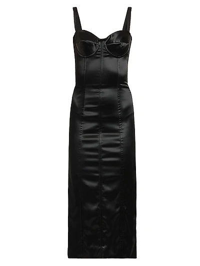 Satin Corseted Midi-Dress