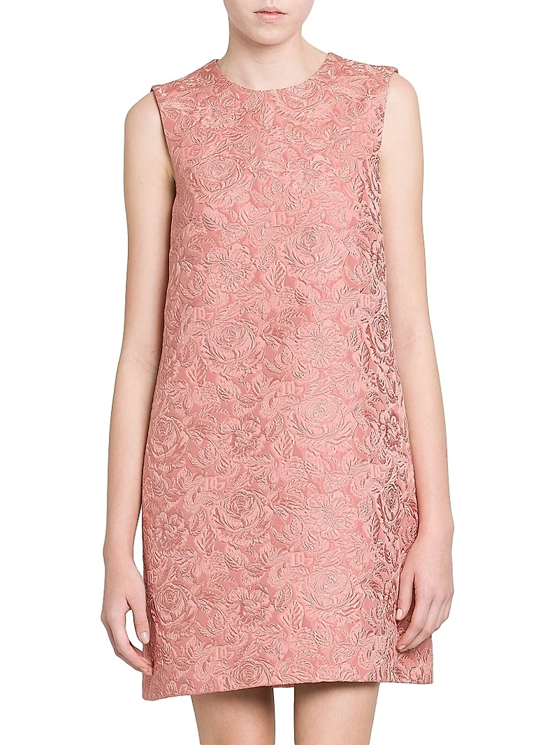 Floral Jacquard A-Line Minidress