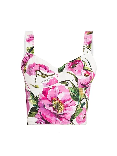 Peonies Seamed Bustier Top