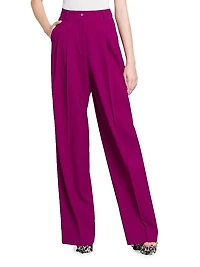 Stretch-Wool Wide-Leg Pants