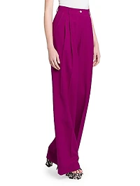 Stretch-Wool Wide-Leg Pants