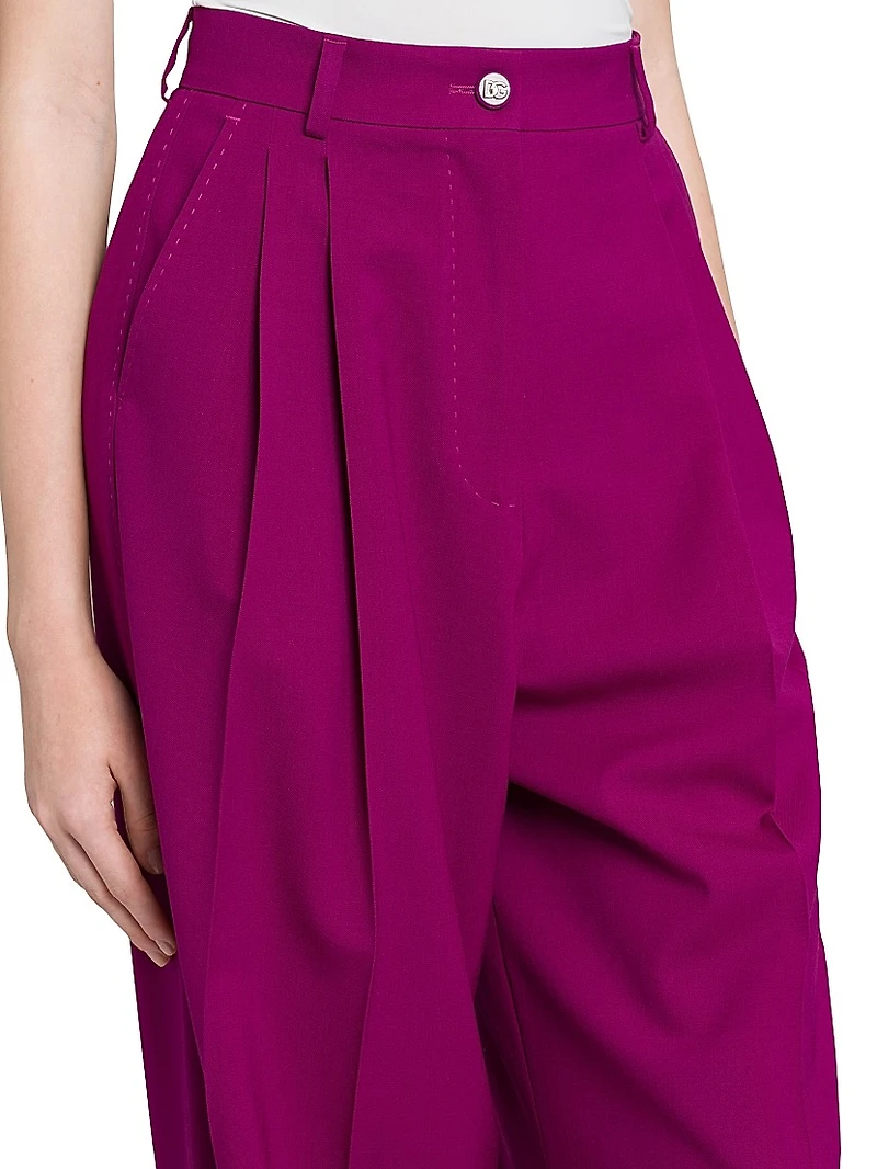 Stretch-Wool Wide-Leg Pants
