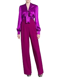 Stretch-Wool Wide-Leg Pants