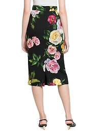 Floral Stretch-Silk Pencil Skirt