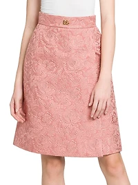 Floral Jacquard A-Line Midi-Skirt